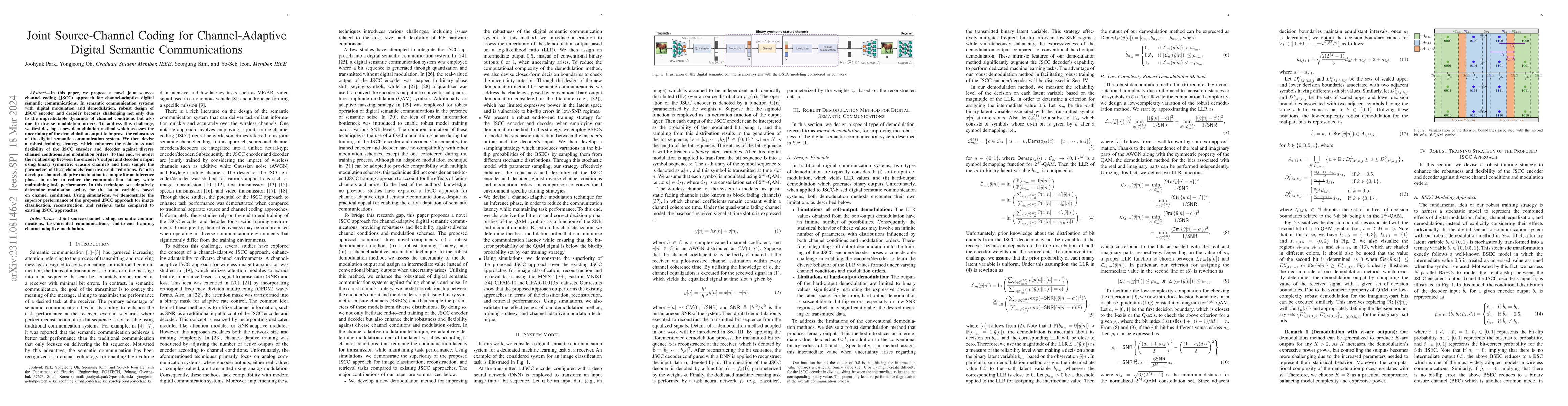 Thumbnail for Joint Source-Channel Coding for Channel-Adaptive Digital Semantic
  Communications