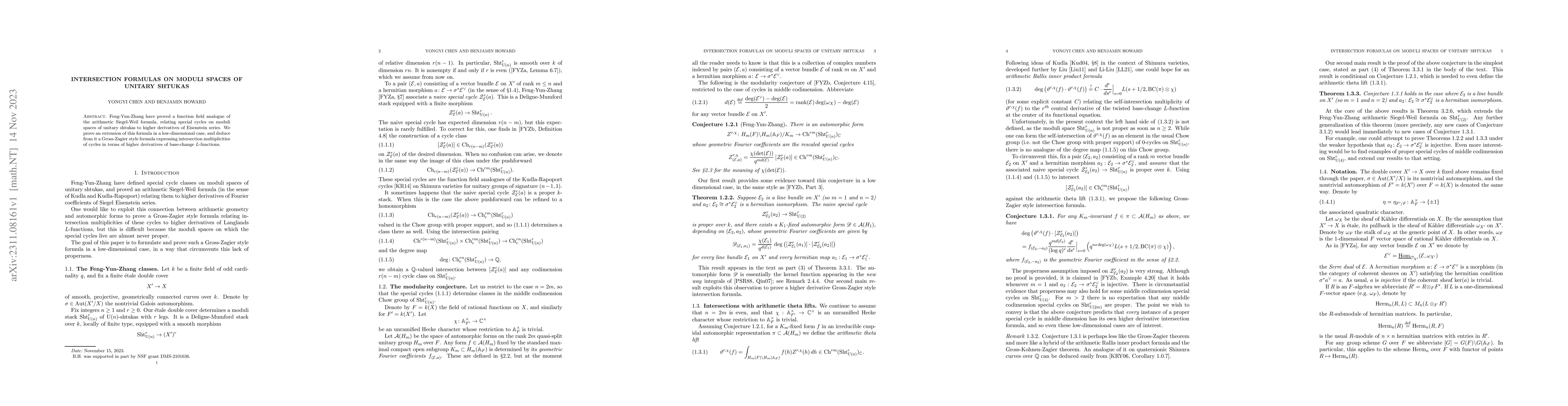 Thumbnail for Intersection formulas on moduli spaces of unitary shtukas