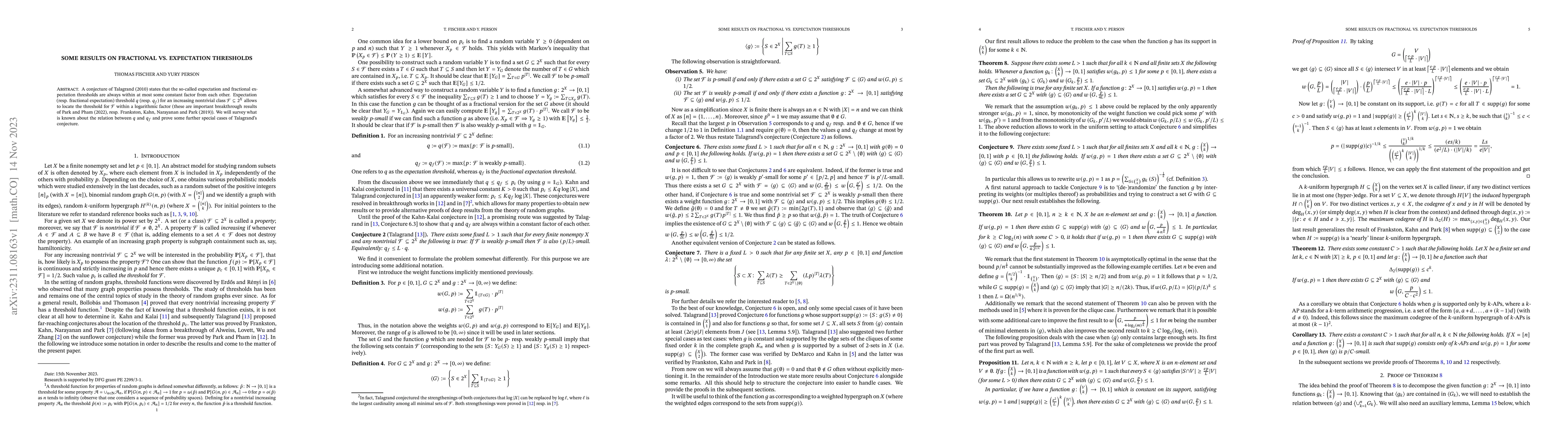 Thumbnail for Some results on fractional vs. expectation thresholds