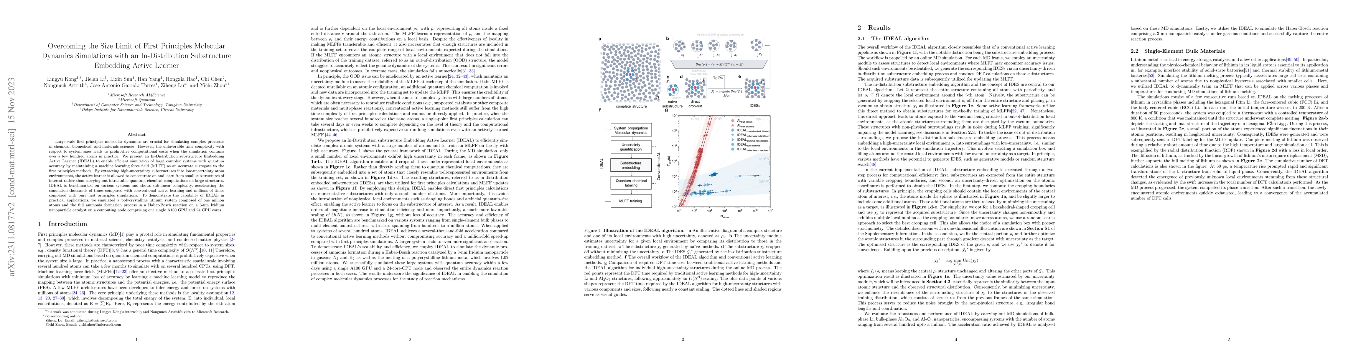 Thumbnail for Overcoming the Size Limit of First Principles Molecular Dynamics
  Simulations with an In-Distribution Substructure Embedding Active Learner