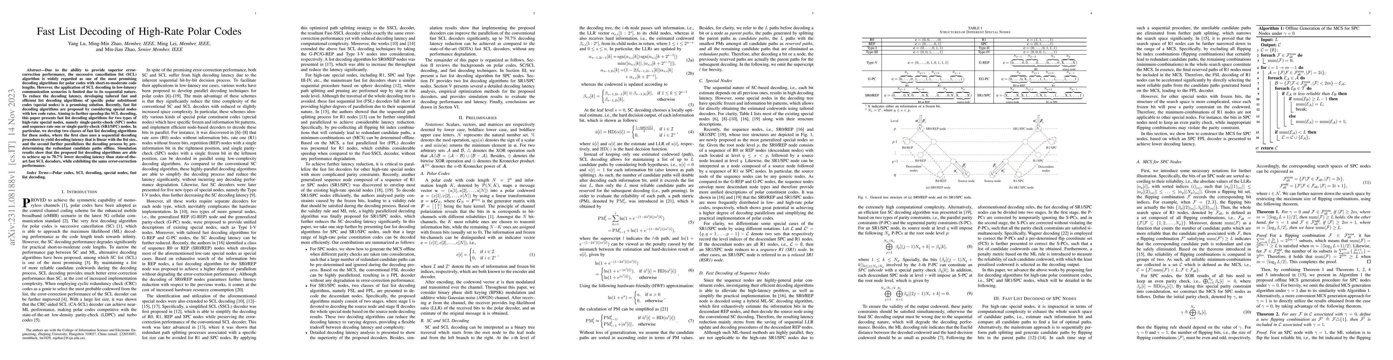 Thumbnail for Fast List Decoding of High-Rate Polar Codes