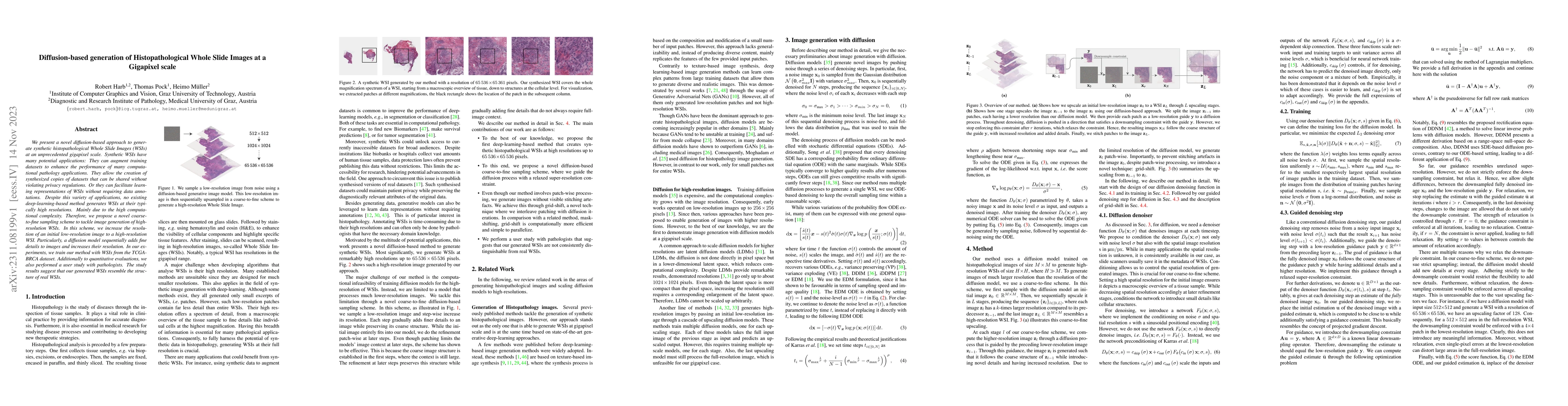 Thumbnail for Diffusion-based generation of Histopathological Whole Slide Images at a
  Gigapixel scale