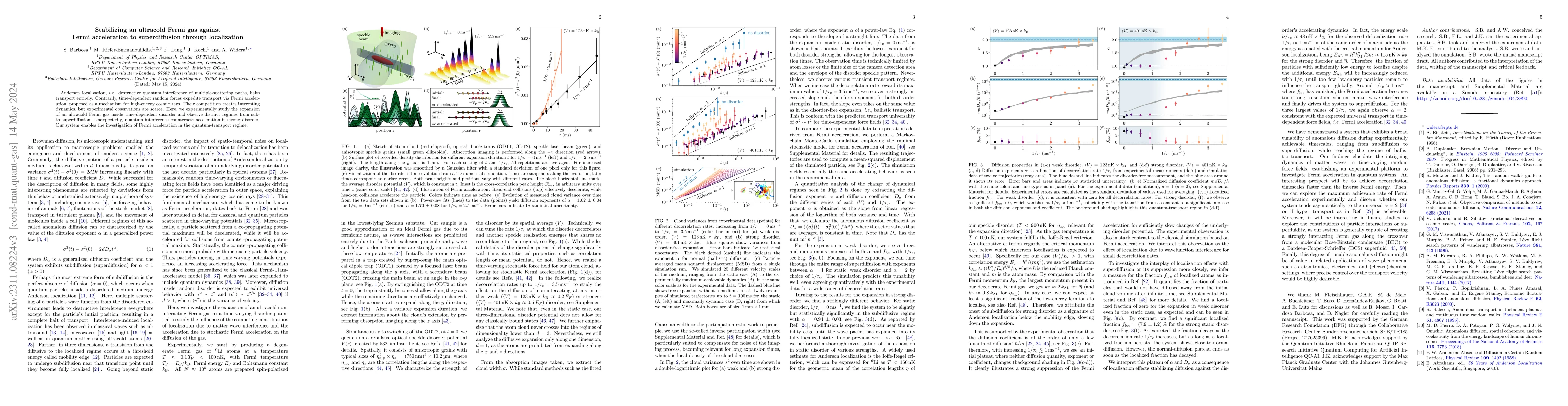 Thumbnail for Stabilizing an ultracold Fermi gas against Fermi acceleration to
  superdiffusion through localization