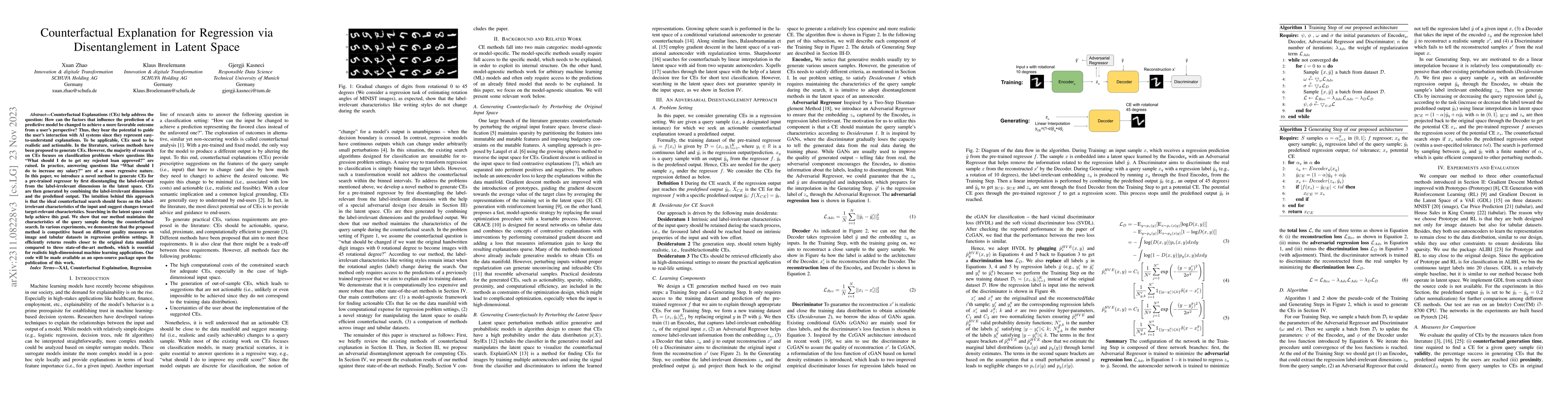 Thumbnail for Counterfactual Explanation for Regression via Disentanglement in Latent
  Space