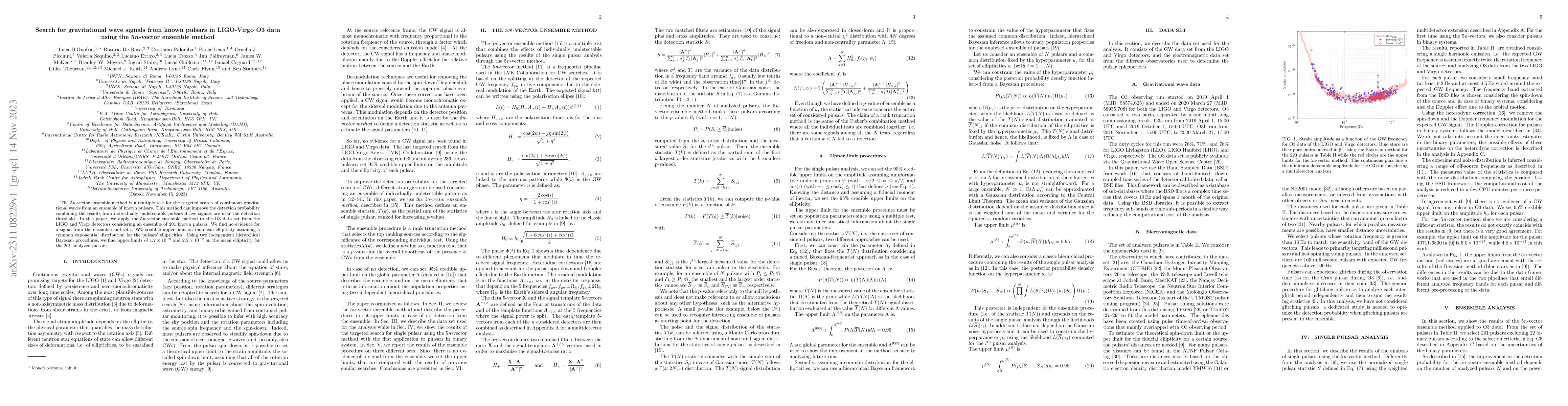 Thumbnail for Search for gravitational wave signals from known pulsars in LIGO-Virgo
  O3 data using the 5n-vector ensemble method
