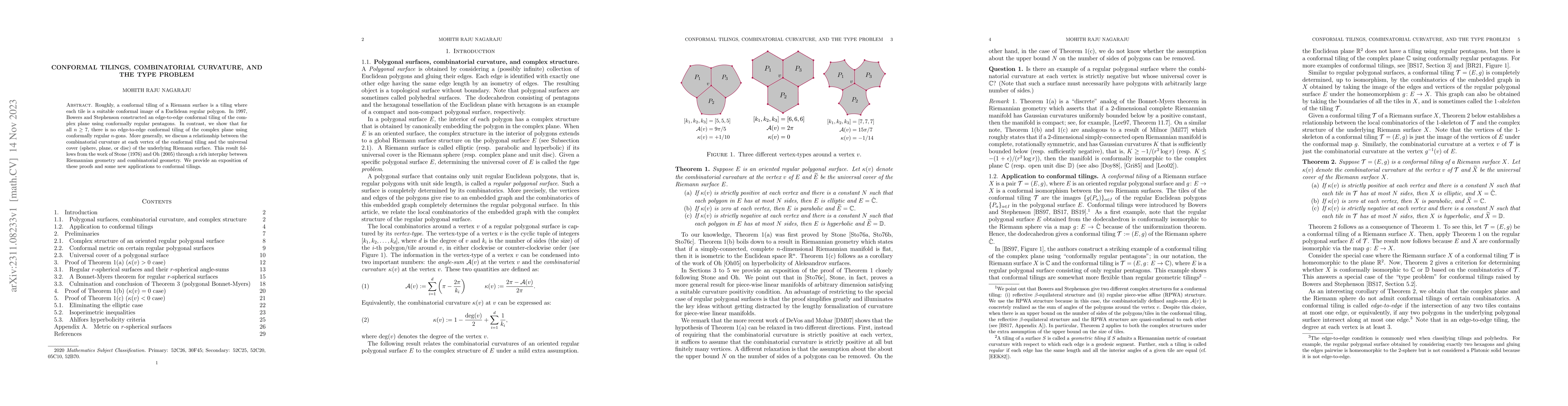 Thumbnail for Conformal Tilings, Combinatorial Curvature, and the Type Problem