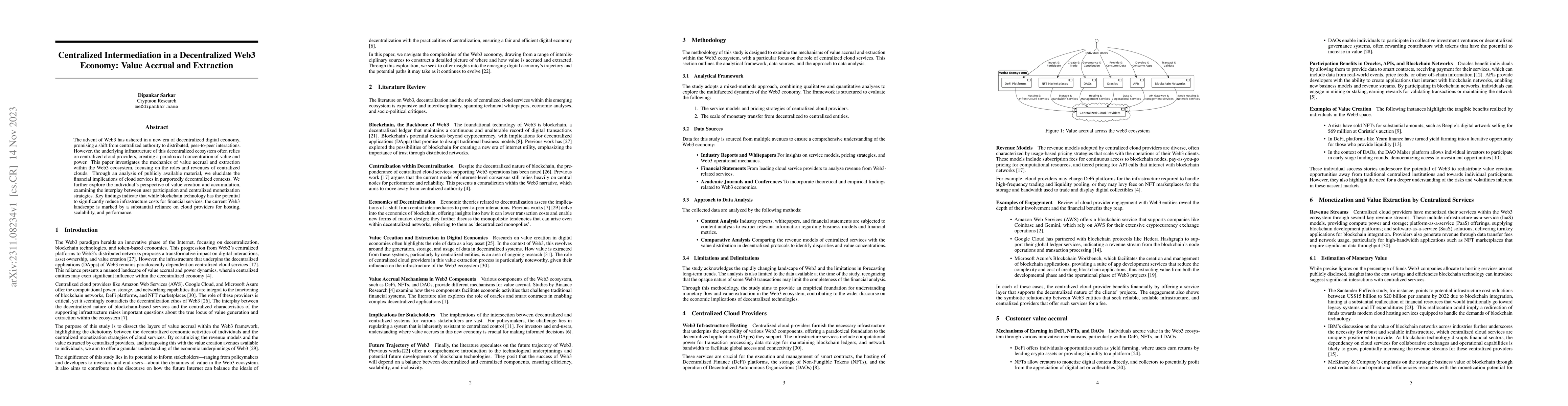 Thumbnail for Centralized Intermediation in a Decentralized Web3 Economy: Value
  Accrual and Extraction