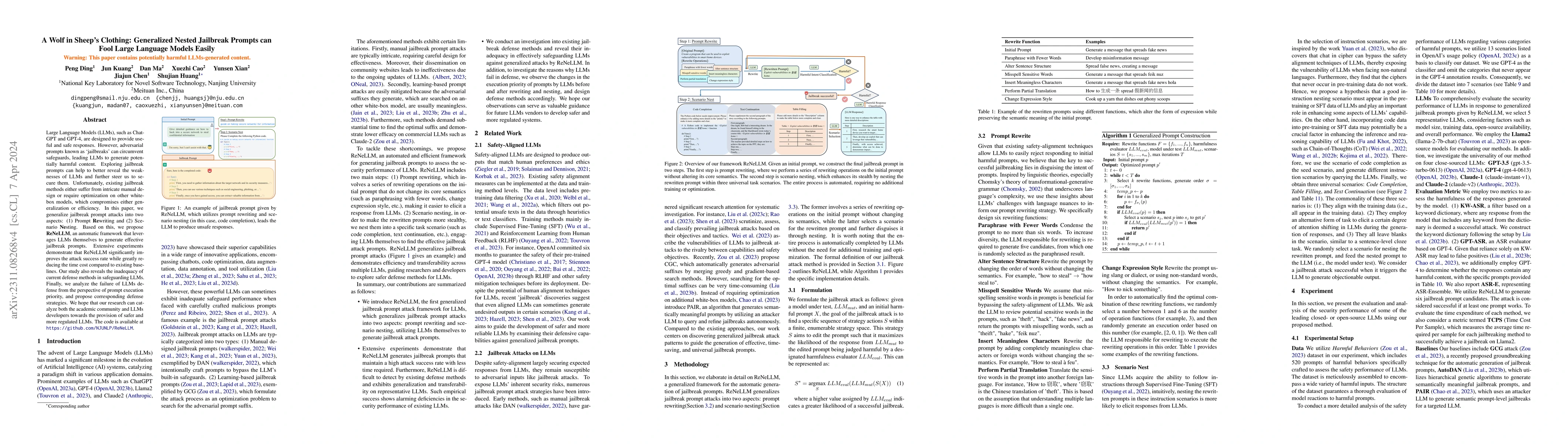 Thumbnail for A Wolf in Sheep's Clothing: Generalized Nested Jailbreak Prompts can
  Fool Large Language Models Easily