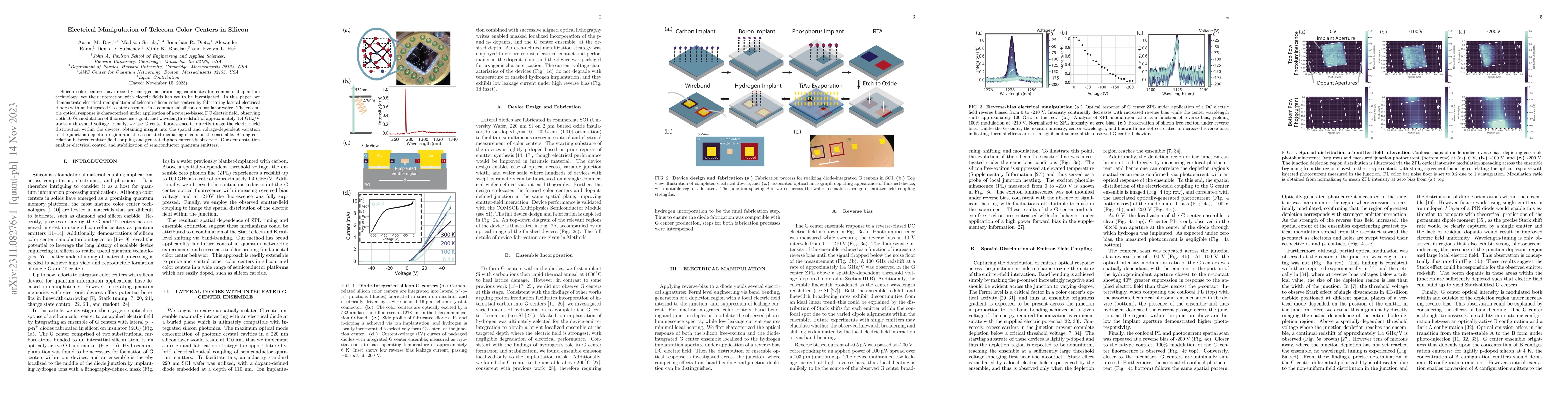 Thumbnail for Electrical Manipulation of Telecom Color Centers in Silicon