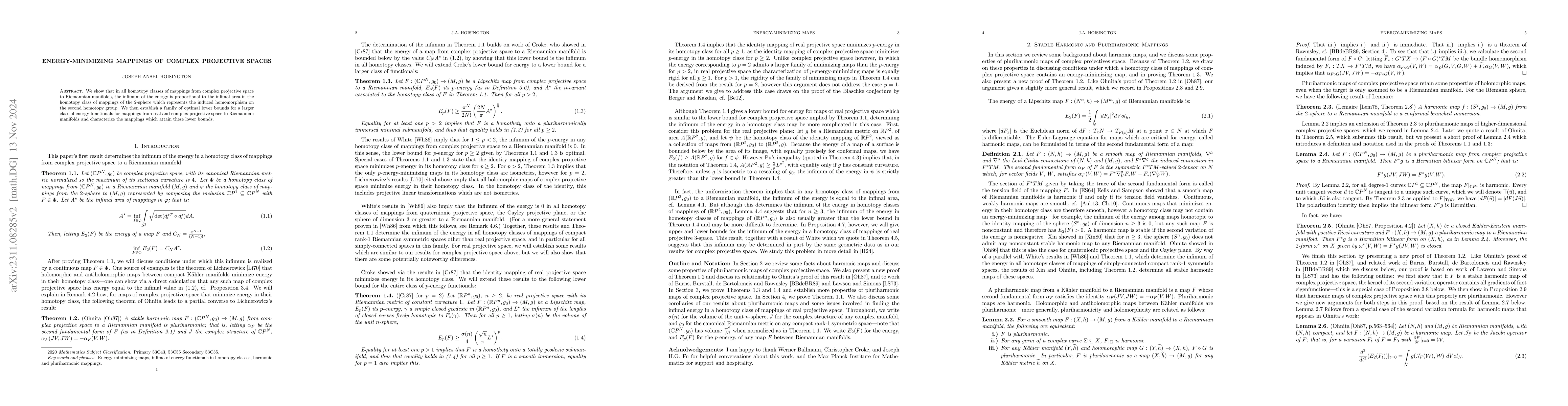 Thumbnail for Energy-minimizing Mappings of Complex Projective Spaces