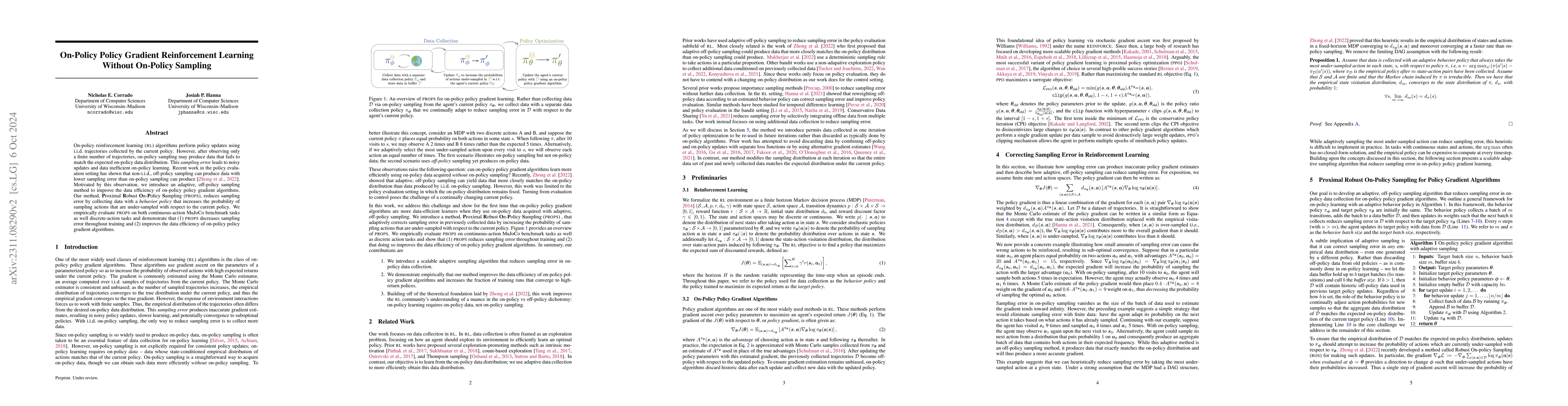 Thumbnail for On-Policy Policy Gradient Reinforcement Learning Without On-Policy
  Sampling