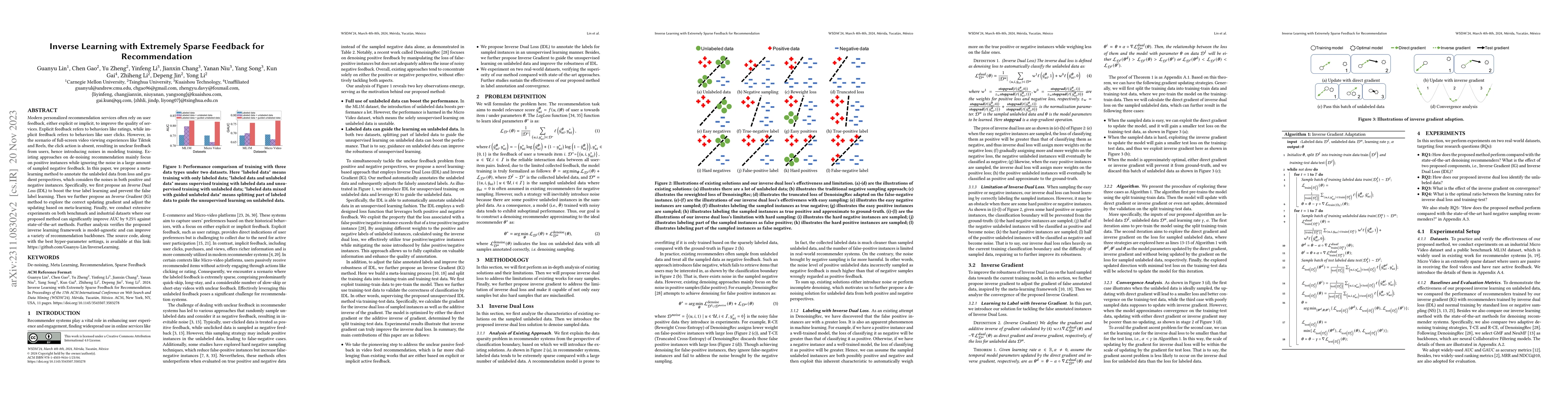 Thumbnail for Inverse Learning with Extremely Sparse Feedback for Recommendation