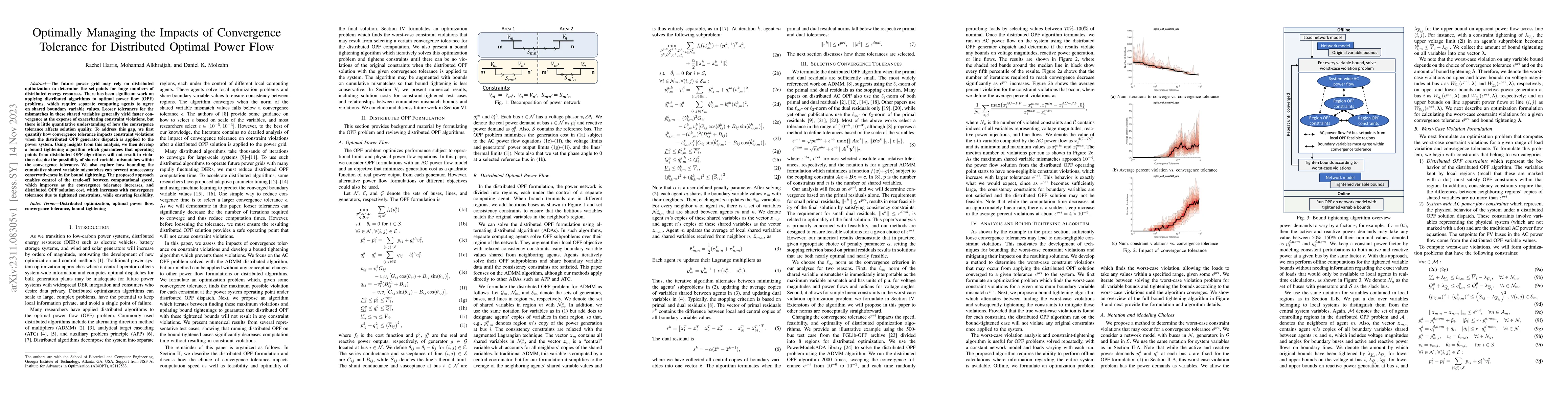 Thumbnail for Optimally Managing the Impacts of Convergence Tolerance for Distributed
  Optimal Power Flow