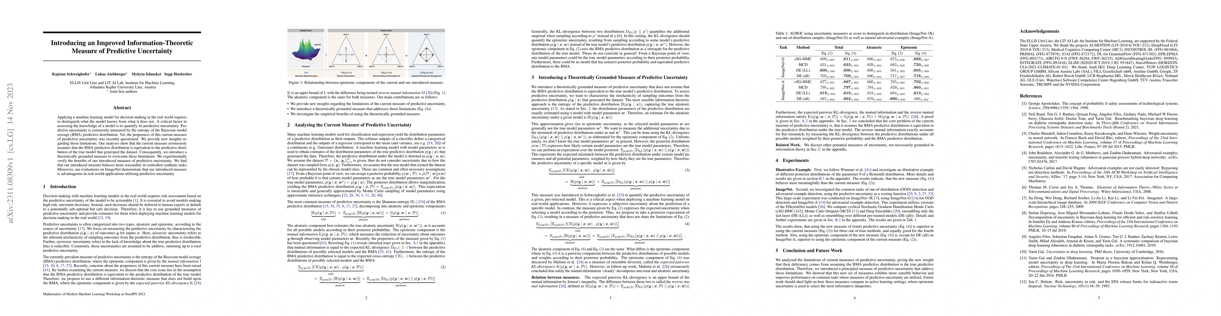 Thumbnail for Introducing an Improved Information-Theoretic Measure of Predictive
  Uncertainty