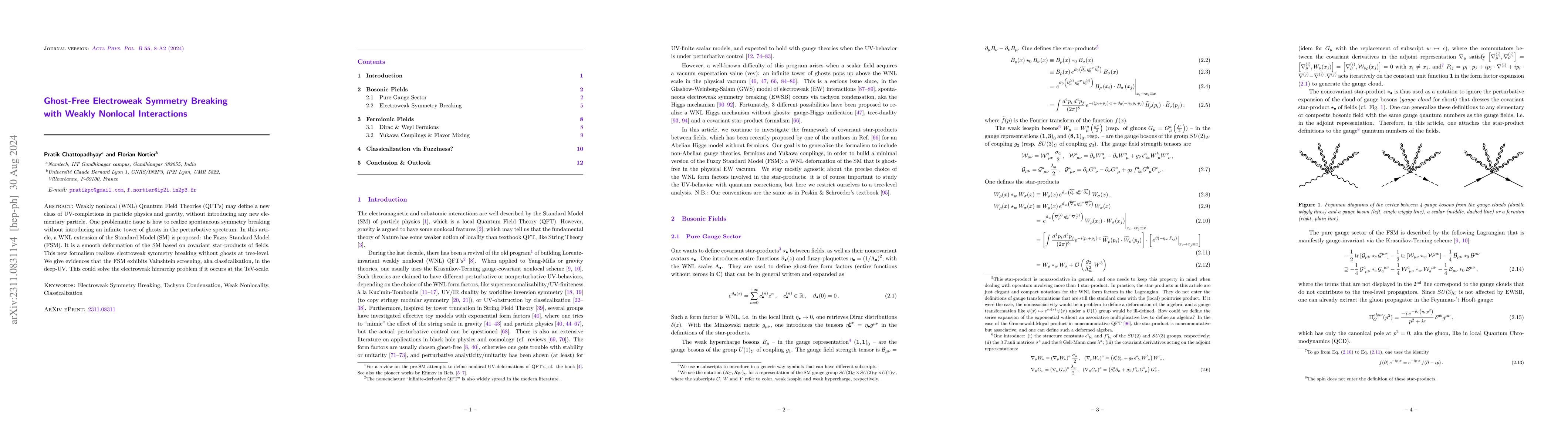 Thumbnail for Ghost-Free Electroweak Symmetry Breaking with Weakly Nonlocal
  Interactions