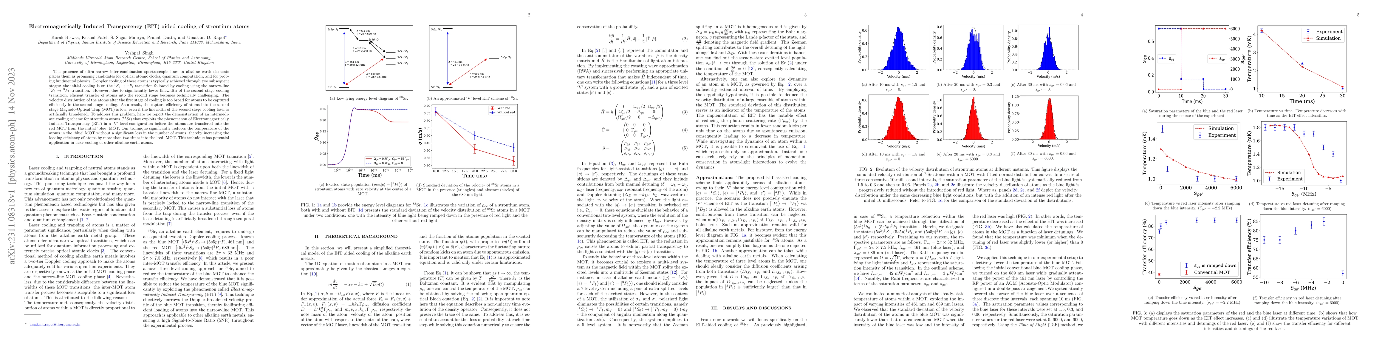 Thumbnail for Electromagnetically Induced Transparency (EIT) aided cooling of
  strontium atoms