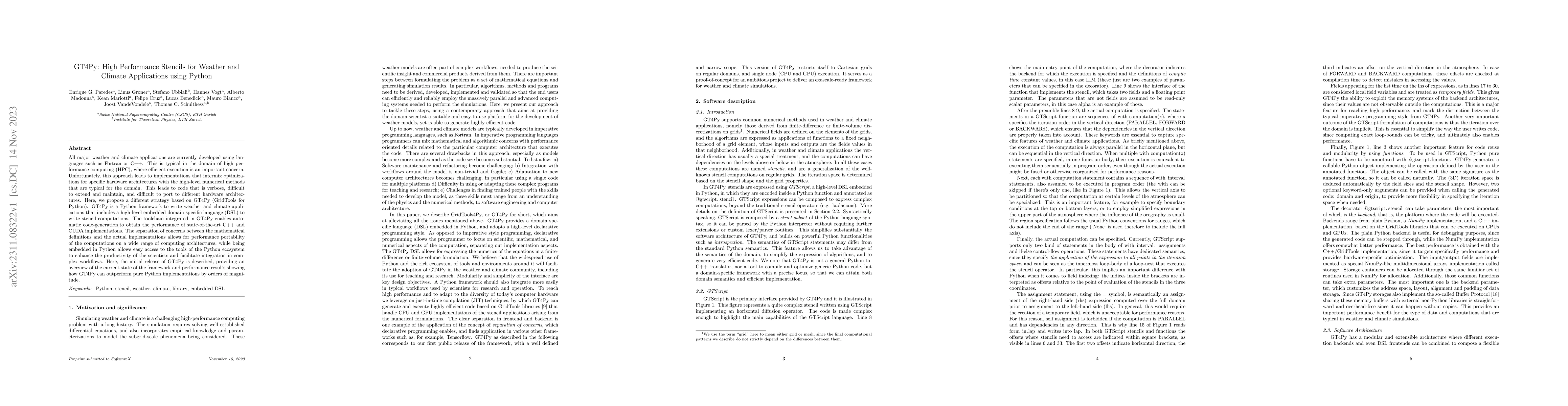 Thumbnail for GT4Py: High Performance Stencils for Weather and Climate Applications
  using Python