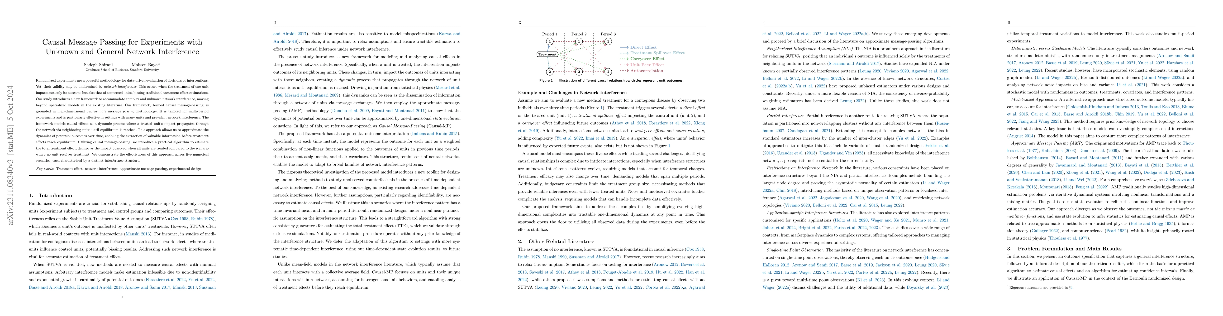 Thumbnail for Causal Message Passing: A Method for Experiments with Unknown and
  General Network Interference
