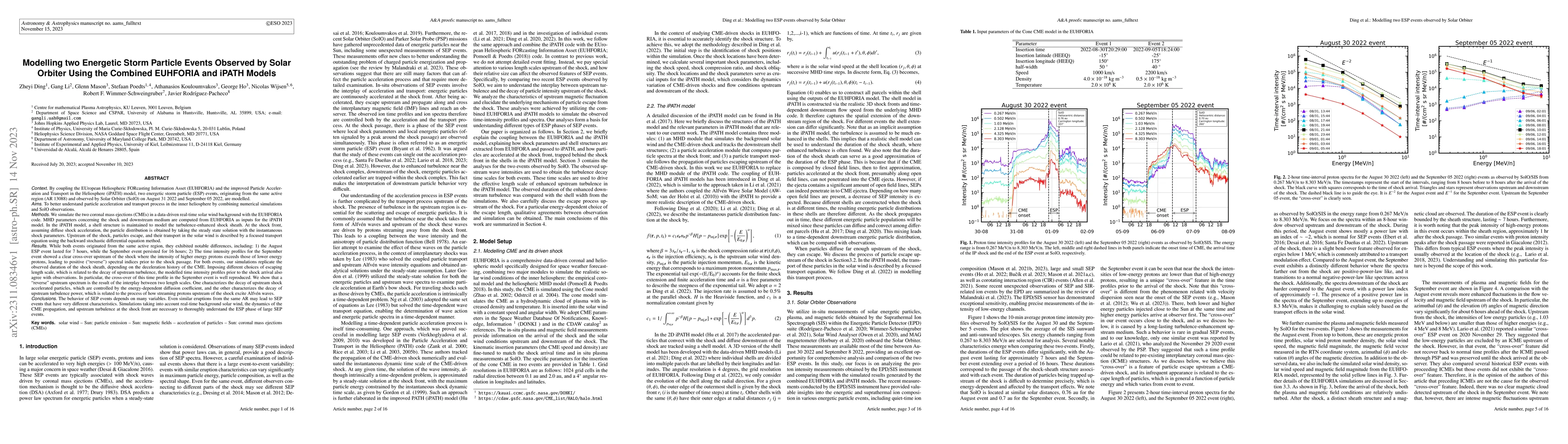 Thumbnail for Modelling two Energetic Storm Particle Events Observed by Solar Orbiter
  Using the Combined EUHFORIA and iPATH Models