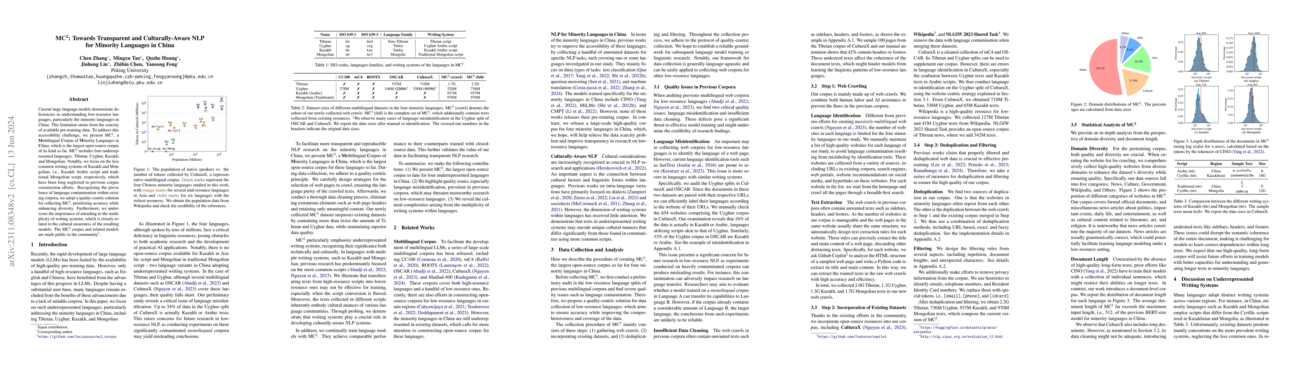 Thumbnail for MC$^2$: Towards Transparent and Culturally-Aware NLP for Minority
  Languages in China