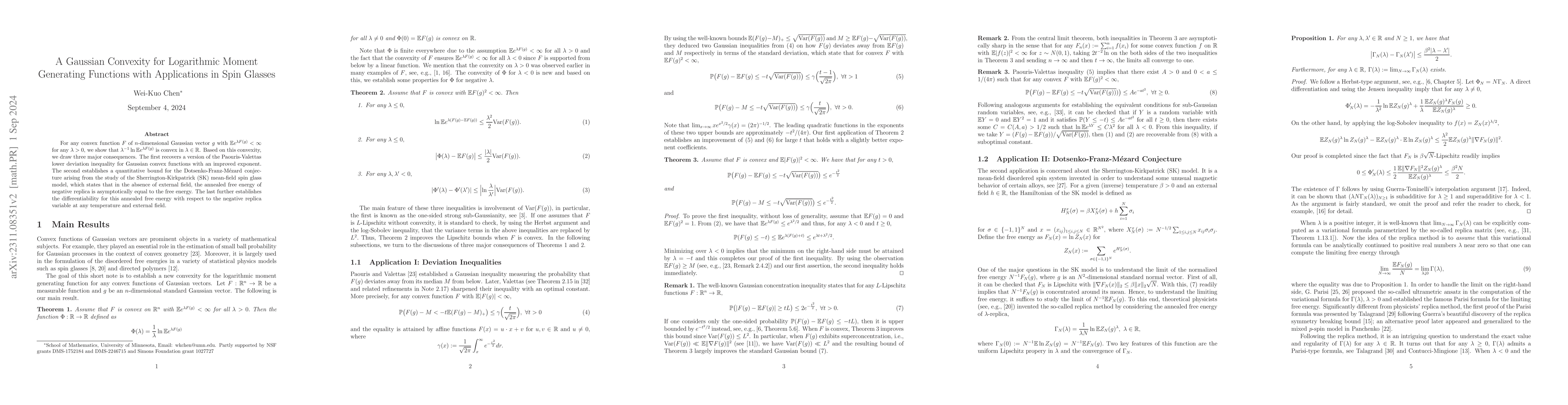 Thumbnail for A Gaussian Convexity for Logarithmic Moment Generating Functions