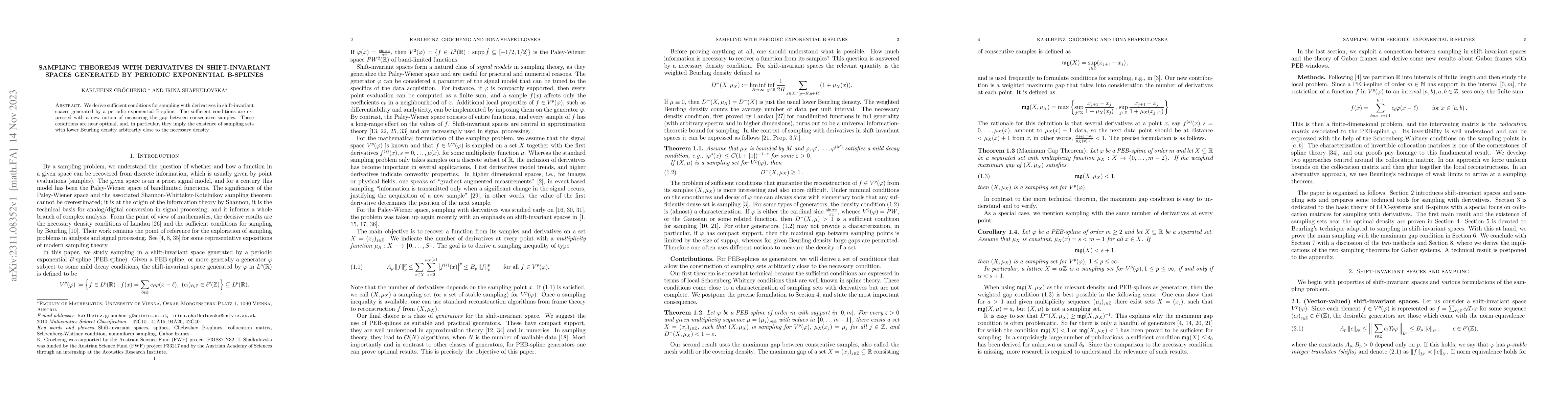 Thumbnail for Sampling theorems with derivatives in shift-invariant spaces generated
  by periodic exponential B-splines