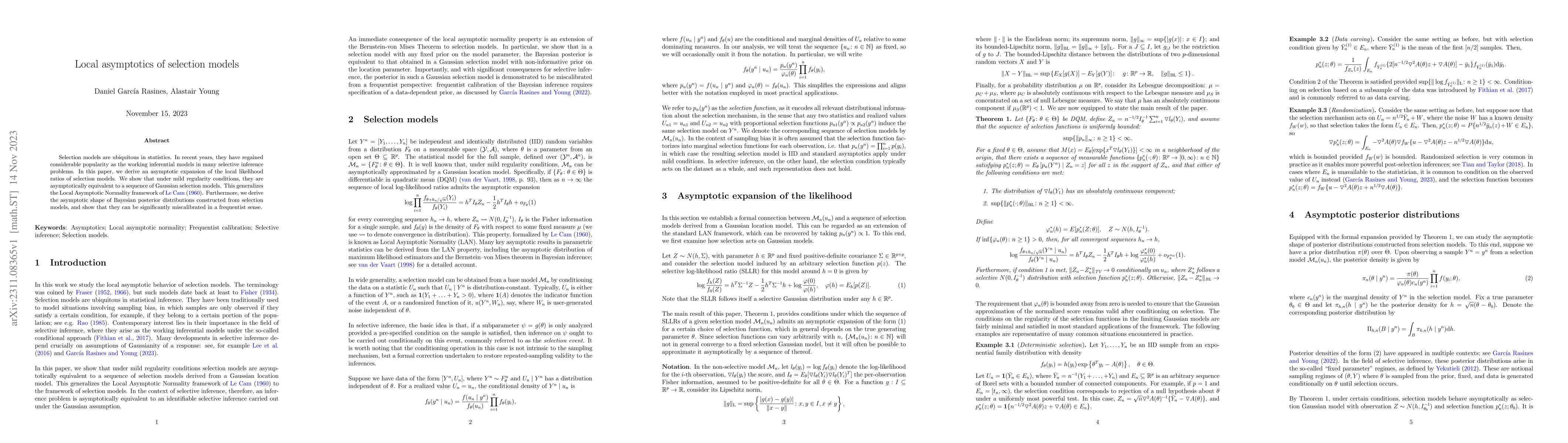 Thumbnail for Local asymptotics of selection models