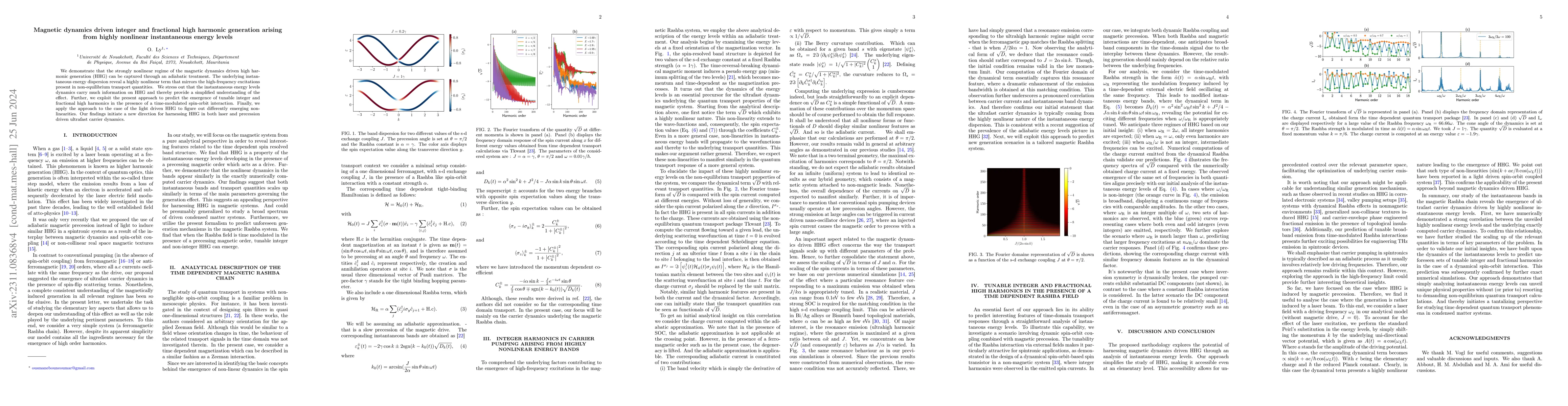 Thumbnail for Magnetic dynamics driven integer and fractional high harmonic generation
  arising from highly nonlinear instantaneous energy levels