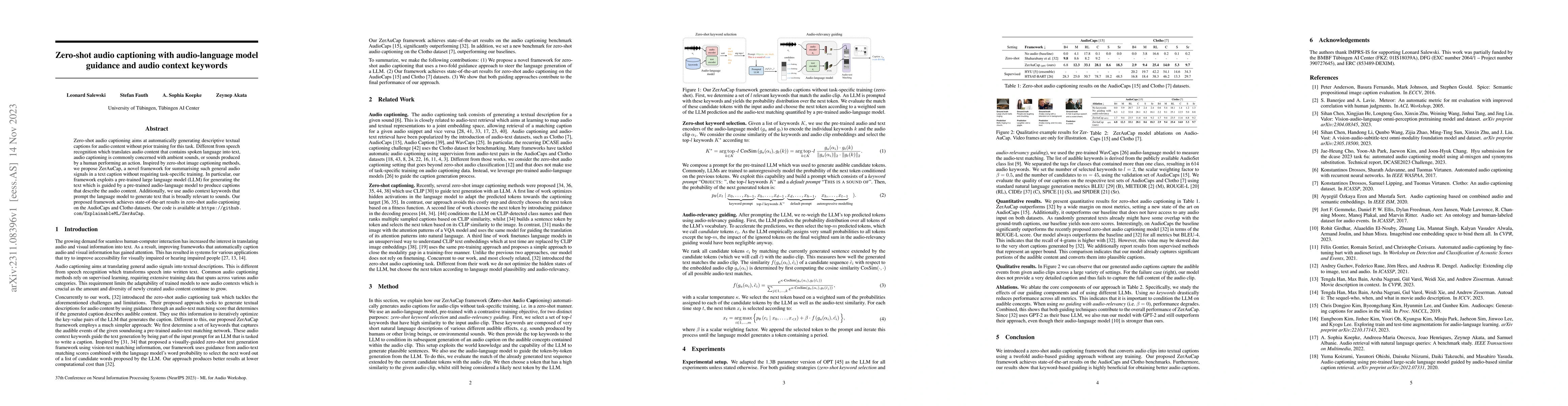 Thumbnail for Zero-shot audio captioning with audio-language model guidance and audio
  context keywords