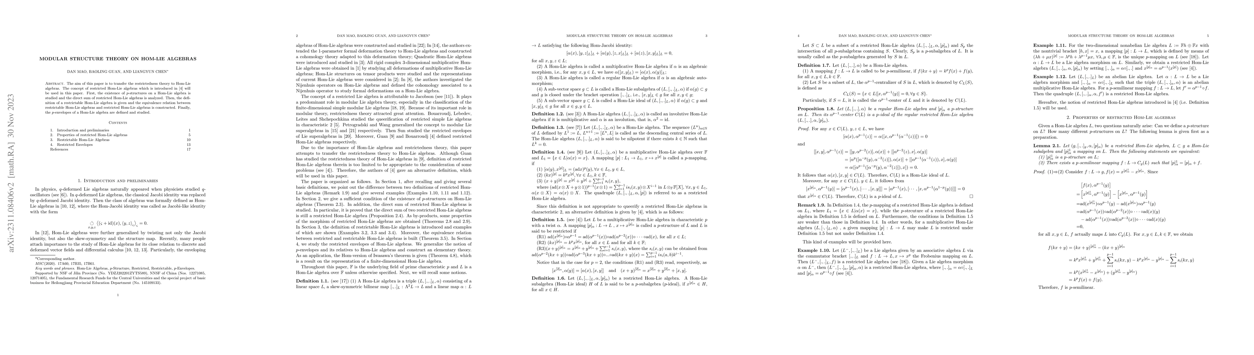Thumbnail for Modular structure theory on Hom-Lie algebras