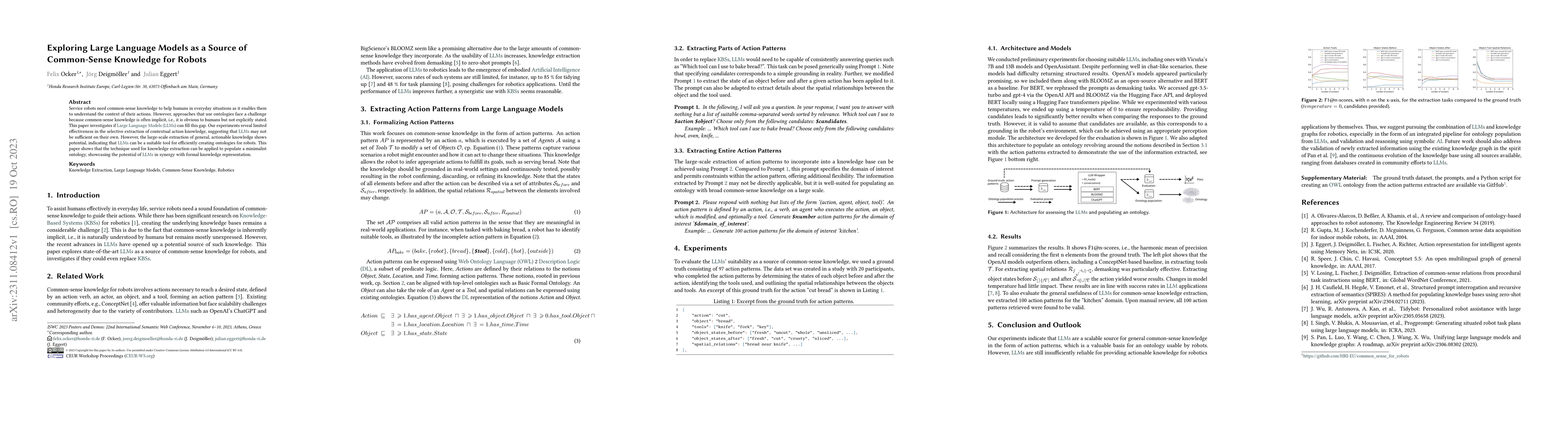 Thumbnail for Exploring Large Language Models as a Source of Common-Sense Knowledge
  for Robots