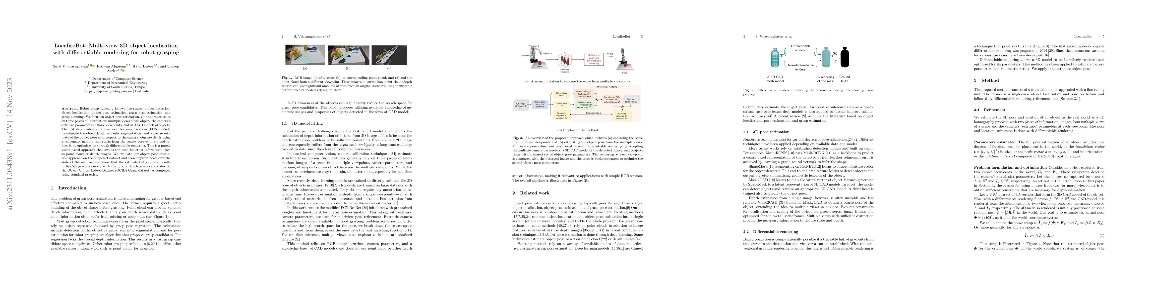 Thumbnail for LocaliseBot: Multi-view 3D object localisation with differentiable
  rendering for robot grasping