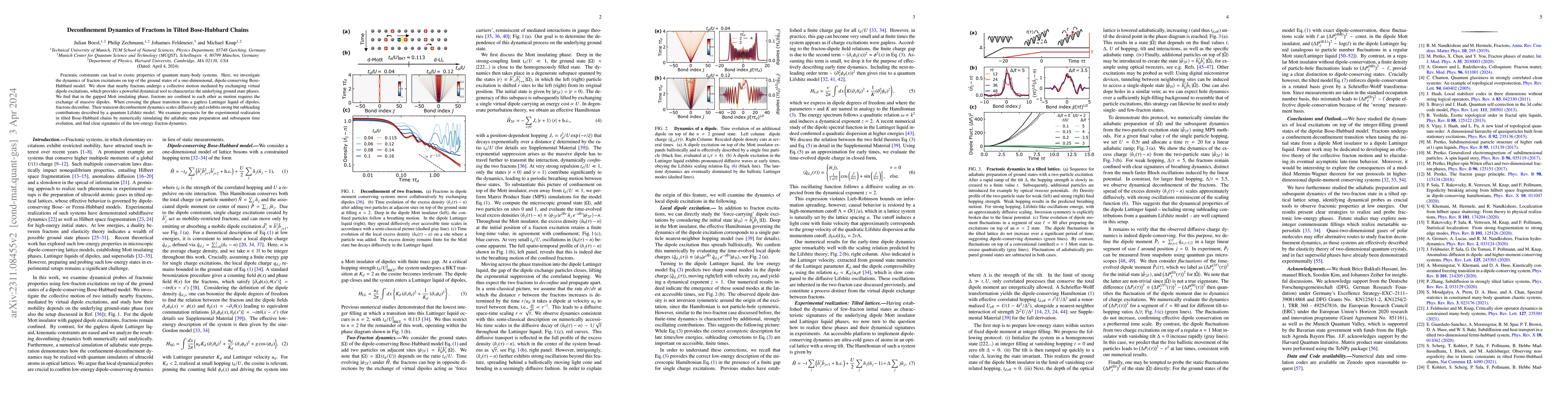 Thumbnail for Deconfinement Dynamics of Fractons in Tilted Bose-Hubbard Chains