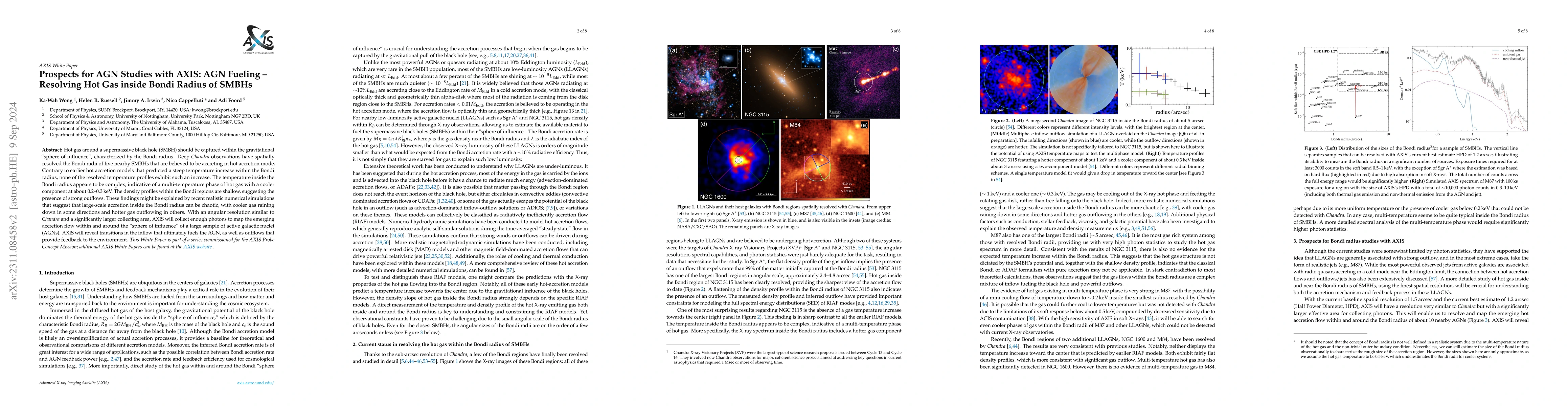 Thumbnail for Prospects for AGN Studies with AXIS: AGN Fueling -- Resolving Hot Gas
  inside Bondi Radius of SMBHs