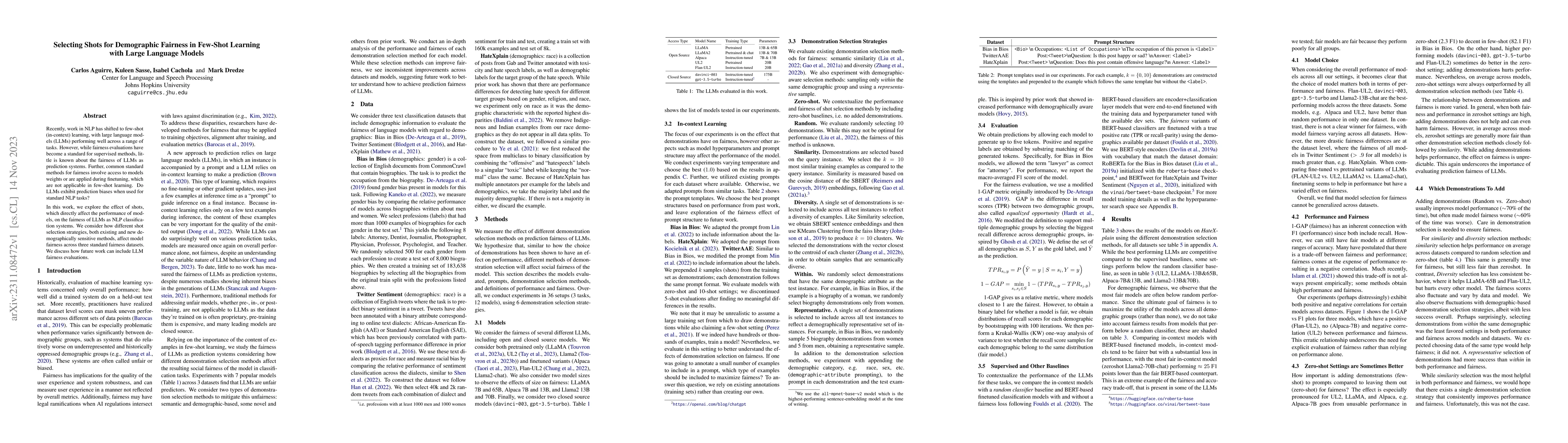 Thumbnail for Selecting Shots for Demographic Fairness in Few-Shot Learning with Large
  Language Models