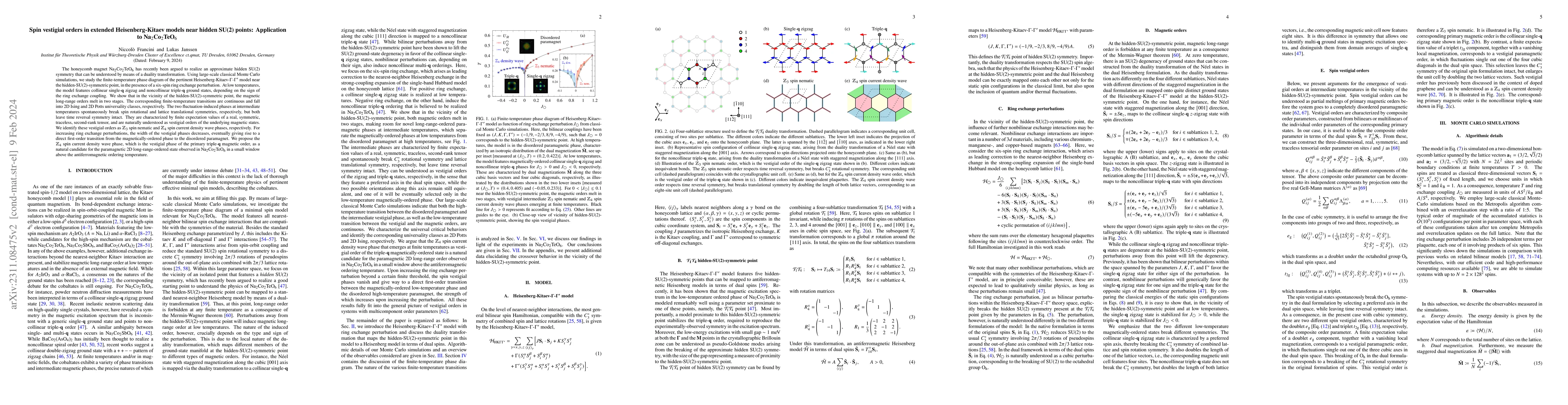 Thumbnail for Spin vestigial orders in extended Heisenberg-Kitaev models near hidden
  SU(2) points: Application to Na$_2$Co$_2$TeO$_6$