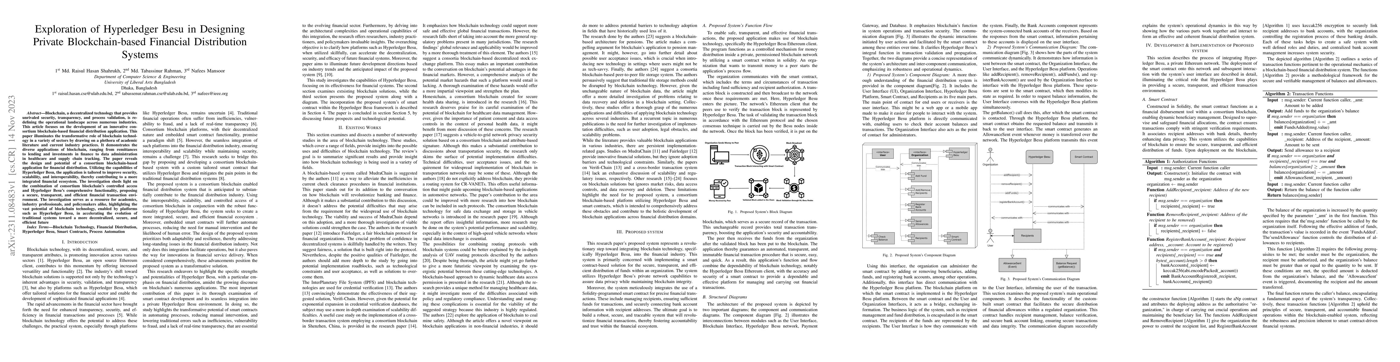 Thumbnail for Exploration of Hyperledger Besu in Designing Private Blockchain-based
  Financial Distribution Systems
