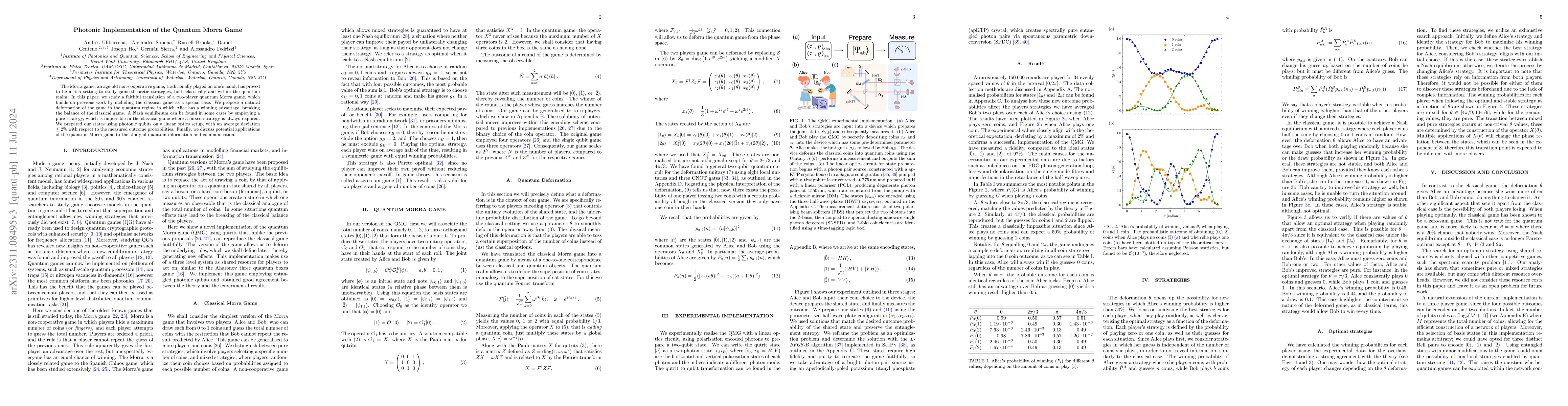 Thumbnail for Photonic implementation of the quantum Morra game