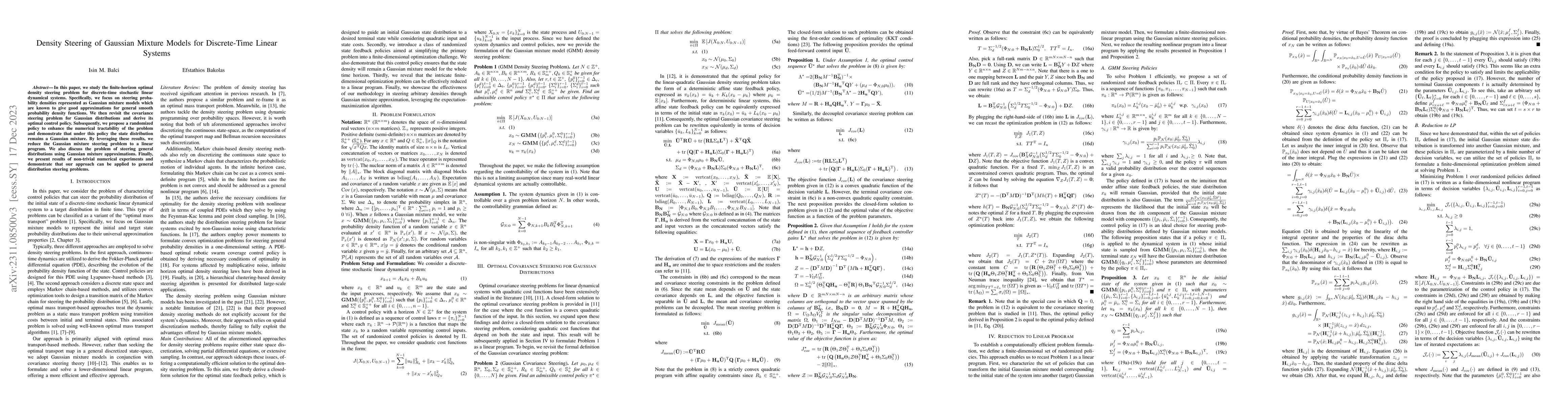 Thumbnail for Density Steering of Gaussian Mixture Models for Discrete-Time Linear
  Systems