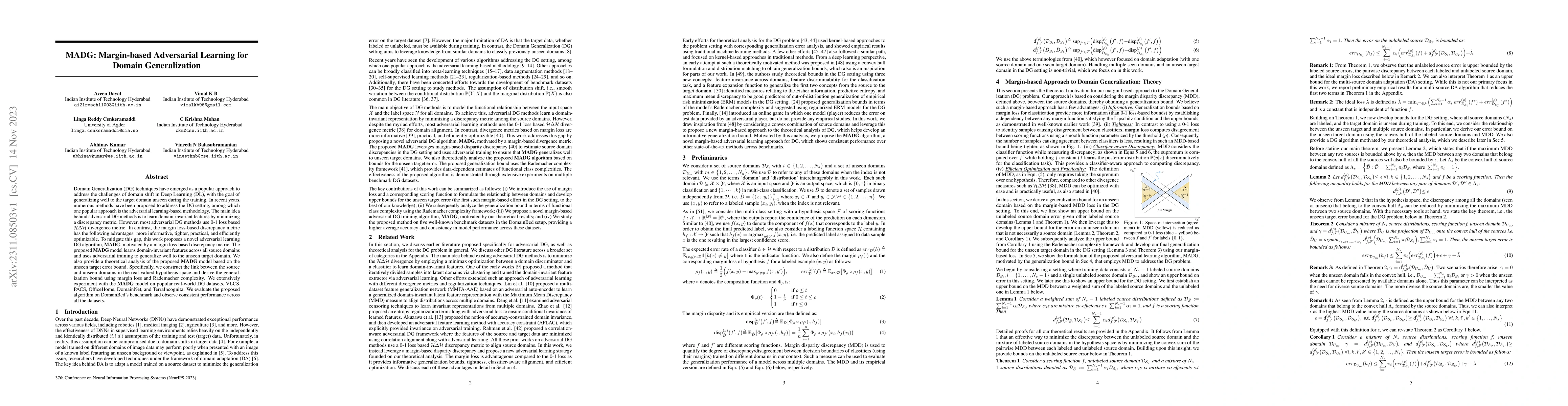 Thumbnail for MADG: Margin-based Adversarial Learning for Domain Generalization