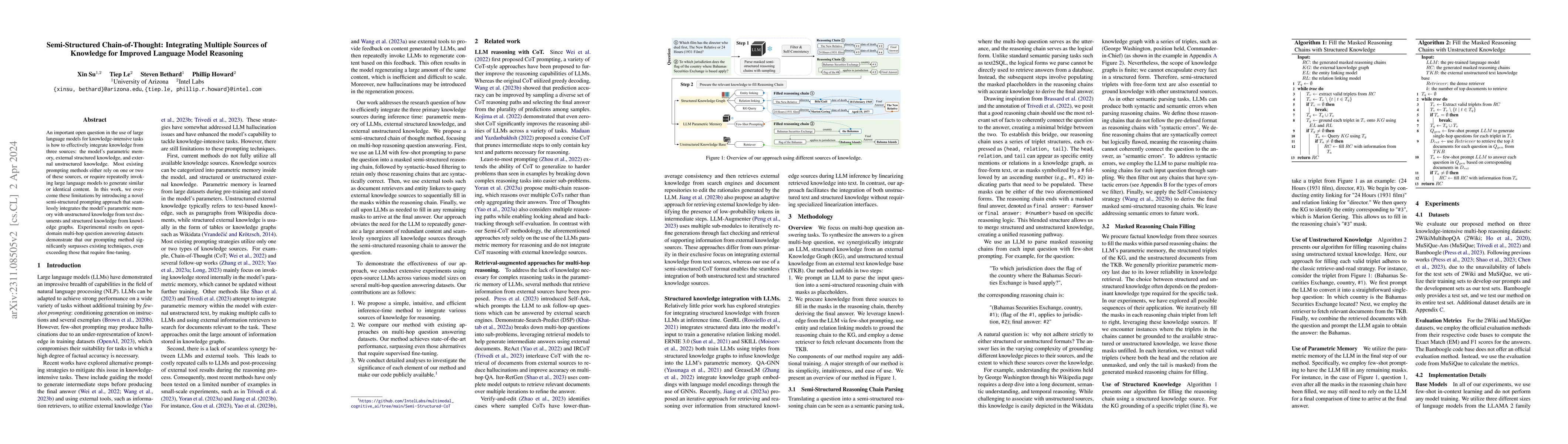 Thumbnail for Semi-Structured Chain-of-Thought: Integrating Multiple Sources of
  Knowledge for Improved Language Model Reasoning