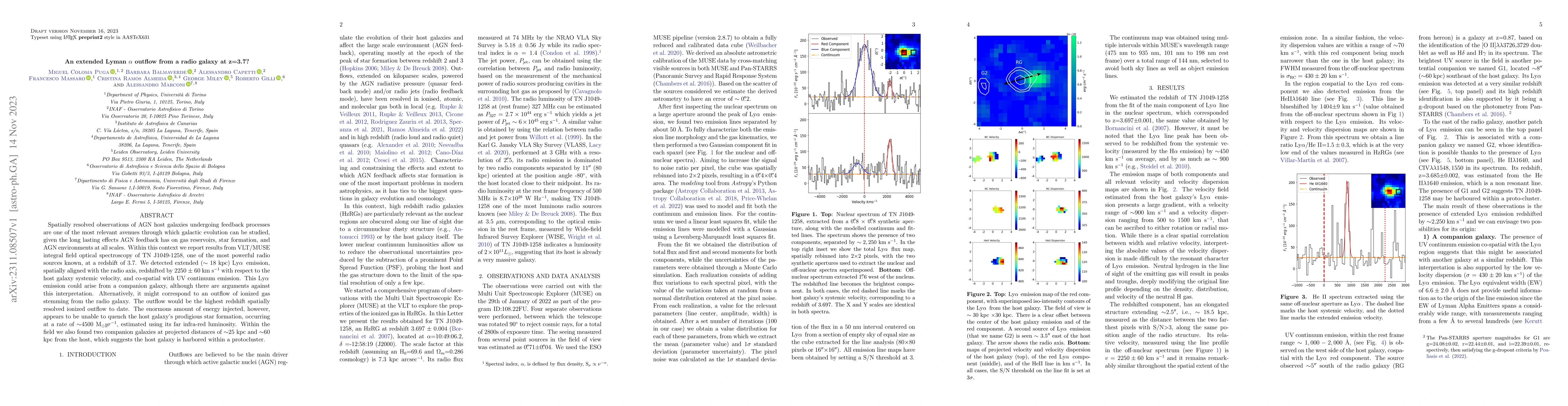 Thumbnail for An extended Lyman $\alpha$ outflow from a radio galaxy at z=3.7?