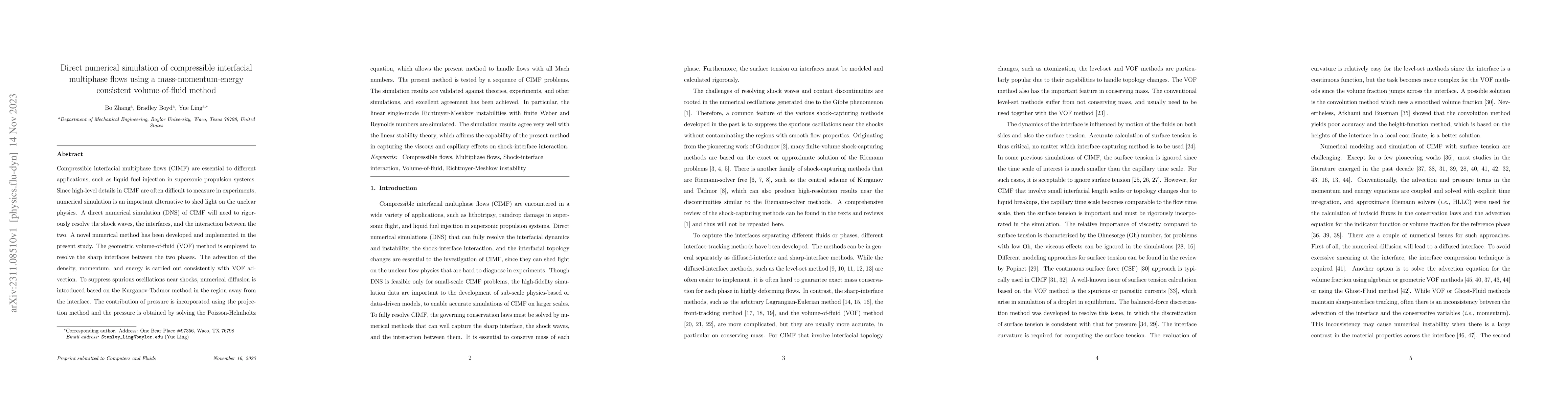 Thumbnail for Direct numerical simulation of compressible interfacial multiphase flows
  using a mass-momentum-energy consistent volume-of-fluid method
