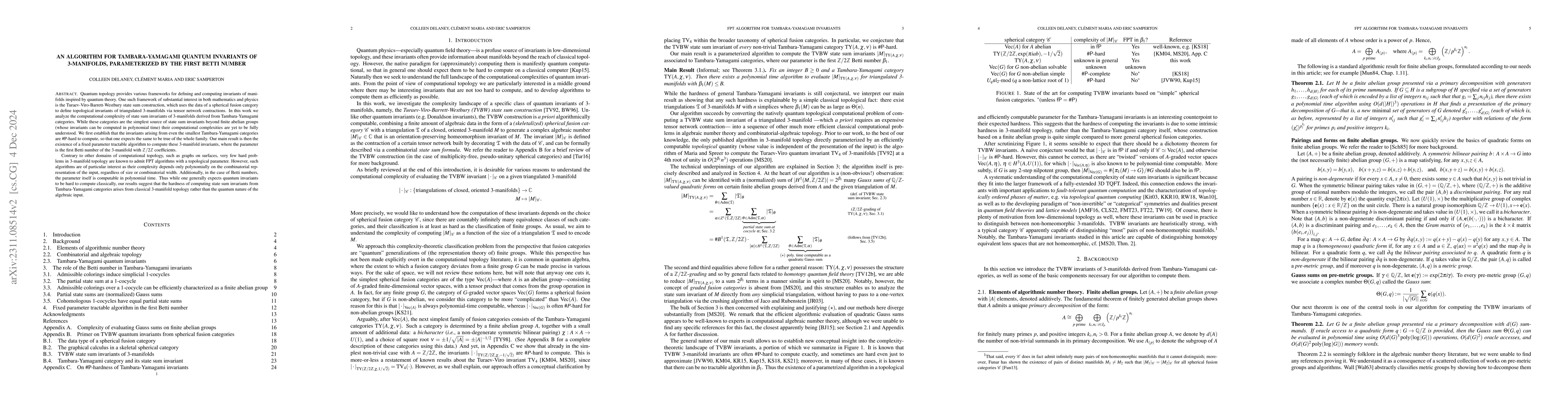 Thumbnail for An algorithm for Tambara-Yamagami quantum invariants of 3-manifolds,
  parameterized by the first Betti number