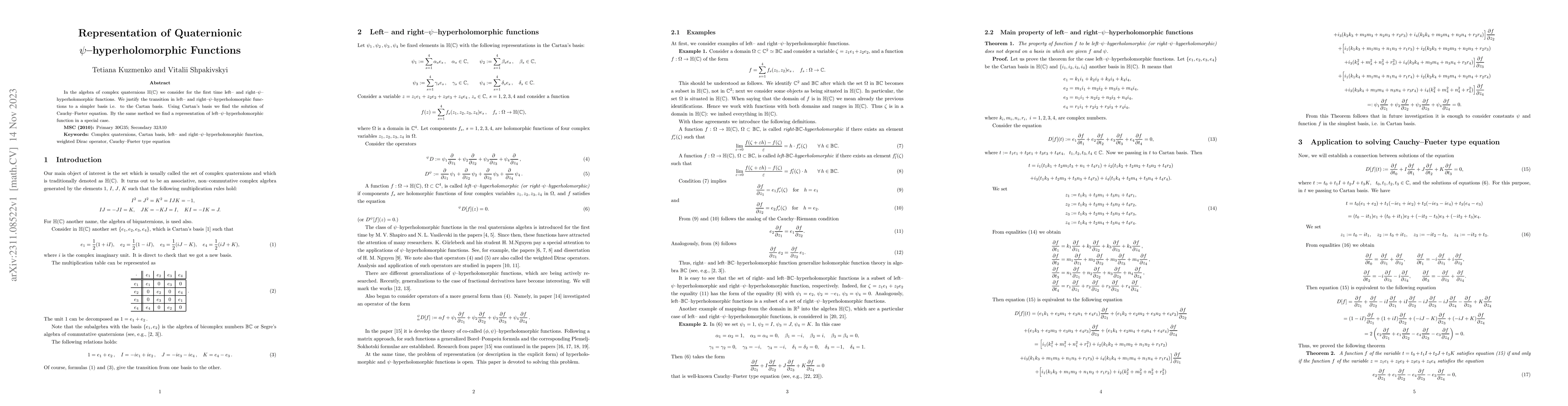 Thumbnail for Representation of Quaternionic $\psi$-hyperholomorphic Functions