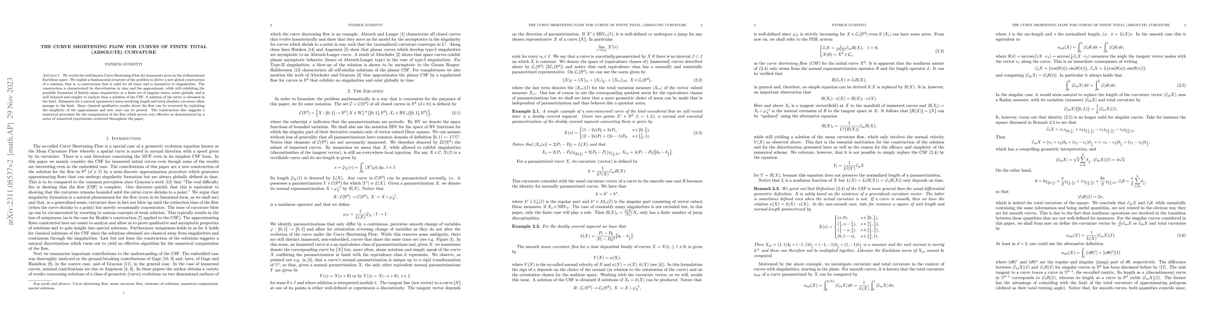 Thumbnail for The Curve Shortening Flow for Curves of Finite Total (Absolute)
  Curvature