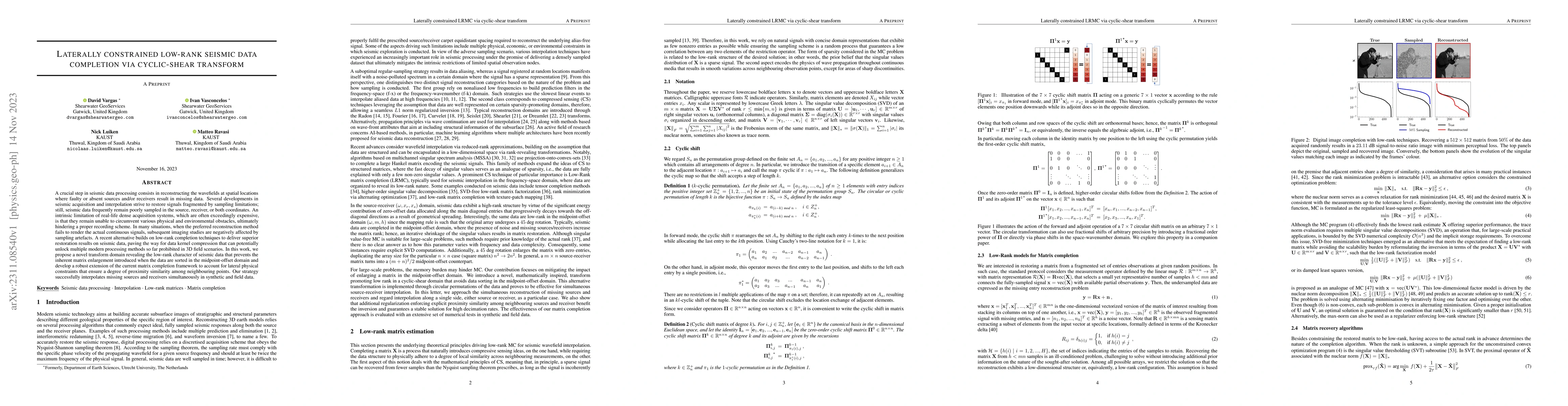 Thumbnail for Laterally constrained low-rank seismic data completion via cyclic-shear
  transform