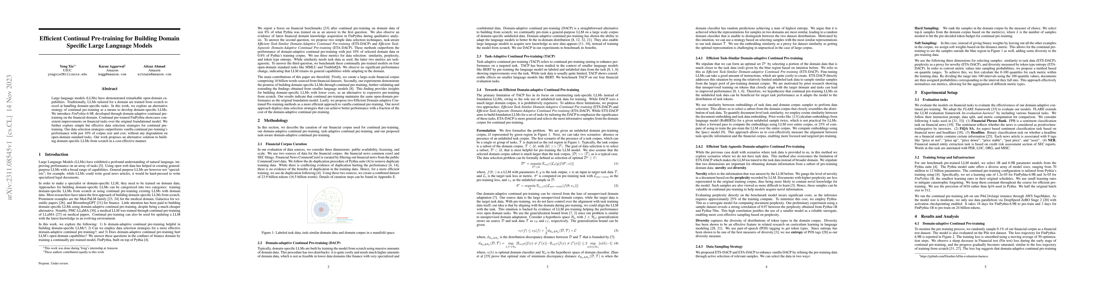 Thumbnail for Efficient Continual Pre-training for Building Domain Specific Large
  Language Models