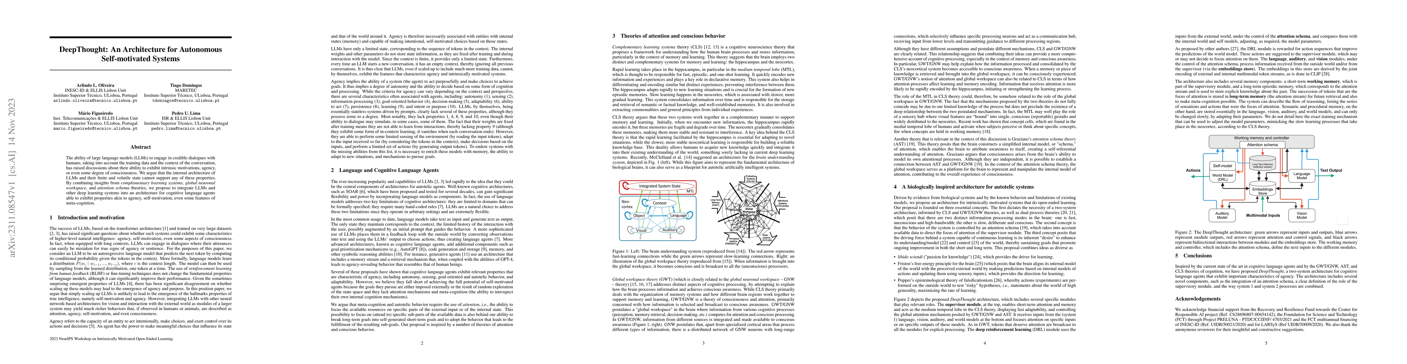 Thumbnail for DeepThought: An Architecture for Autonomous Self-motivated Systems