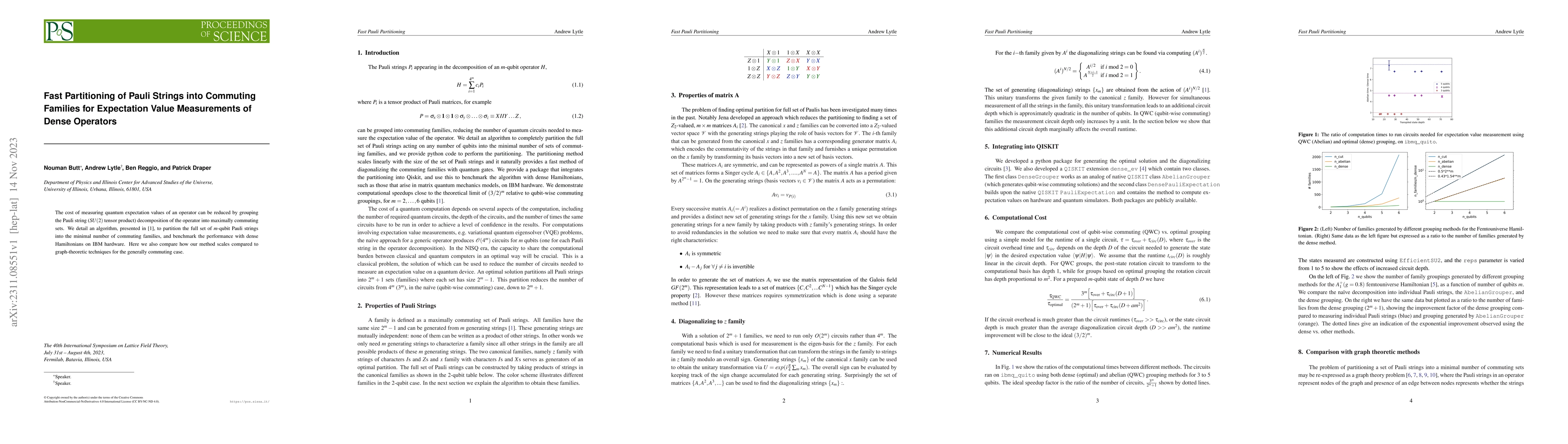 Thumbnail for Fast Partitioning of Pauli Strings into Commuting Families for
  Expectation Value Measurements of Dense Operators
